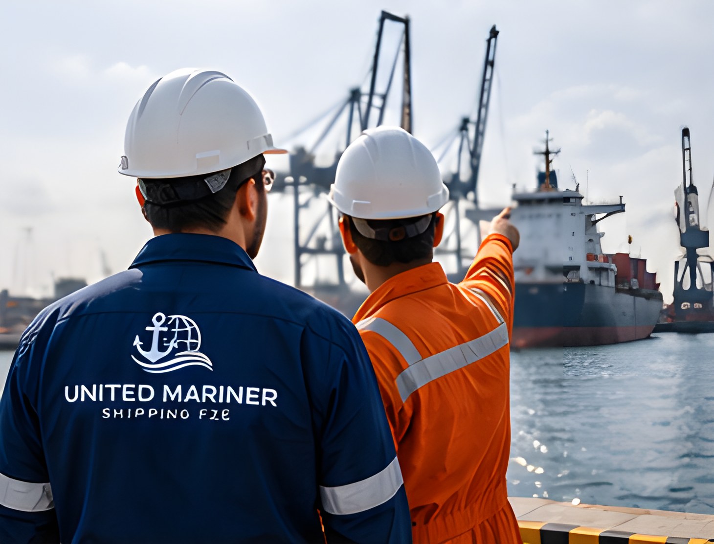 United Mariner team members reviewing operations at the port