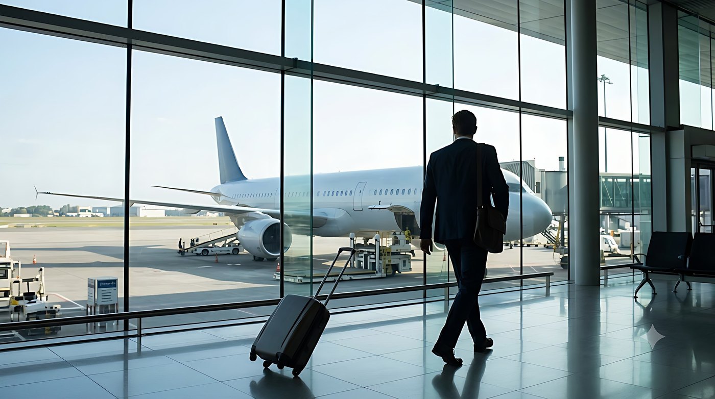 Ship officer with luggage at the airport