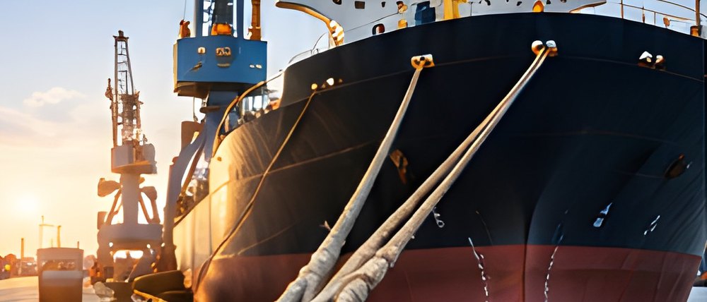 Vessel moored at the quay